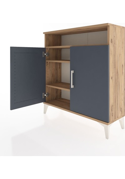 Arges Şifonyer 3 Raflı 2 Kapaklı 88x30x96 Çam-antrasit Çam