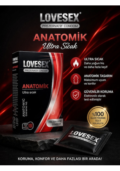 Lovesex Anatomik Prezervatif Ultra Sıcak Etkili Kondom Yüksek Hassasiyet Ve Koruma 1 Adet