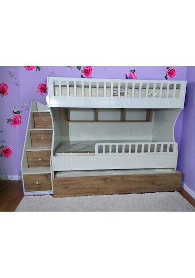 Lugo Tamamı Mdf Lake Boyalı Yavrulu 3lü Ranza Cb