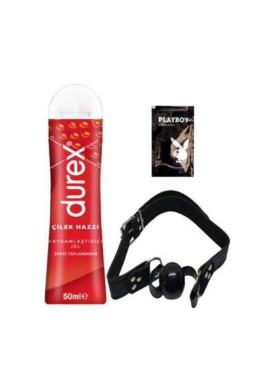 Durex Çilek Hazzı 50 Ml Jel + Siyah Deri Ağız Topu + Hediye