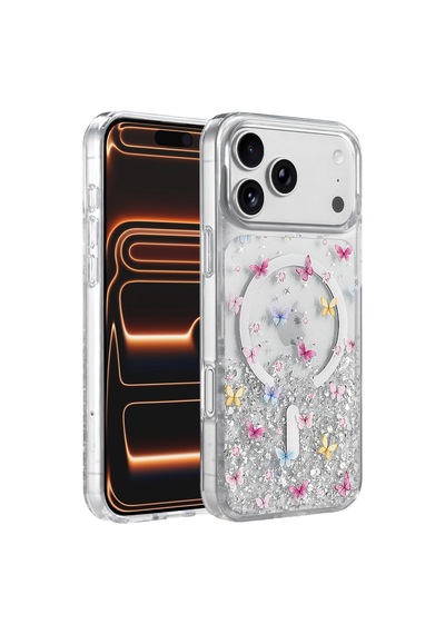 Apple iPhone Uyumlu 17 Pro Max & Apple iPhone Uyumlu 18 Pro Max Kılıf Kamera Korumalı Magsafe Özellikli Simli Şık Misk Kapak Desen 4