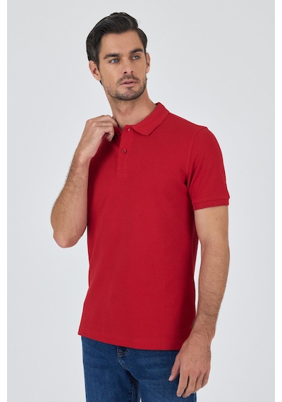 Açık Kırmızı Polo Yaka Kısa Kol Cepsiz Slim Fit Classic Pamuklu Tişört 1011250177 Açık Kırmızı