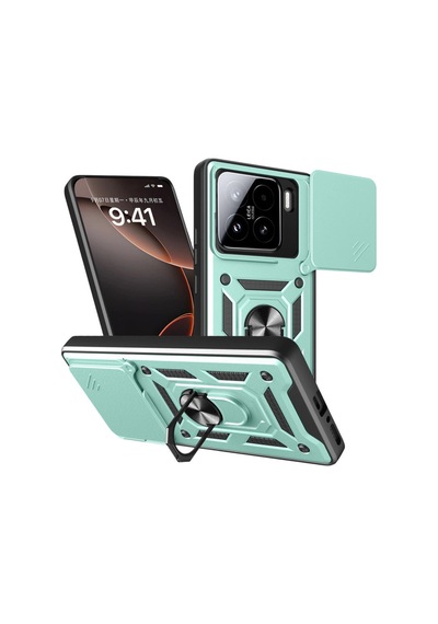 Mi 15 Kılıf Pars Lens Yüzüklü Silikon - Yeşil