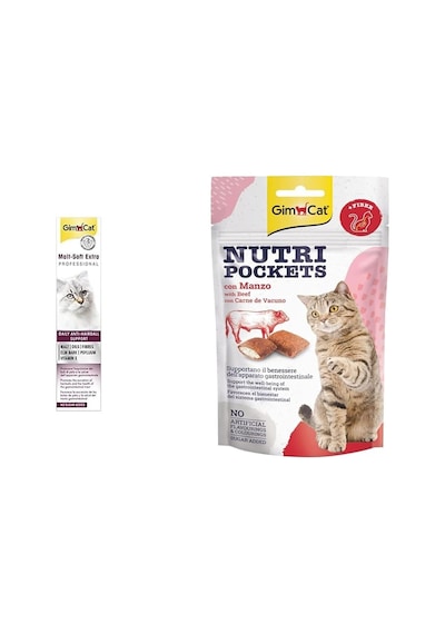 Gimcat Malt Soft Vitamin Kombinasyonu, Her Yaştan Kediler İçin, 100 G & Nutripockets Kedi Ödülü Biftek Malt, 60 Gr 103 Ivory