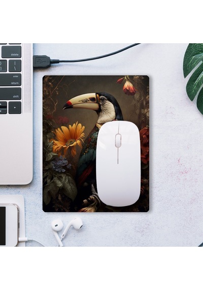 Sonictouch Tukan Papağını Kaydırmaz Gaming Oyuncu Dikişsiz Kahverengi Sarı Mouse Pad/ped 17x21cm