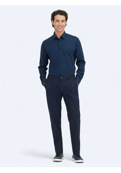Lacivert Düz Regular Fit Dokuma Casual %100 Pamuk Gömlek Lacivert