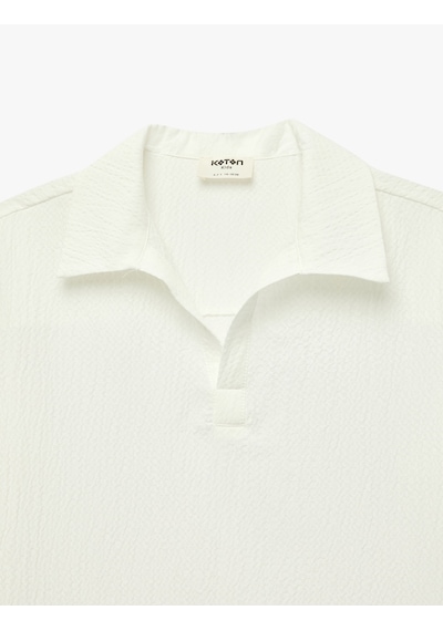 Koton Basic Kısa Kollu Oversize Polo Yaka Gömlek Beyaz 6skb60164tw