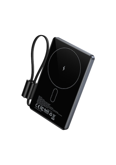 Vention Ultra Slim Serisi 5000mah Powerbank 15w Manyetik Kablosuz Şarj 2xusb-c Tft Ekran Dahili Askı Kablolu Gri