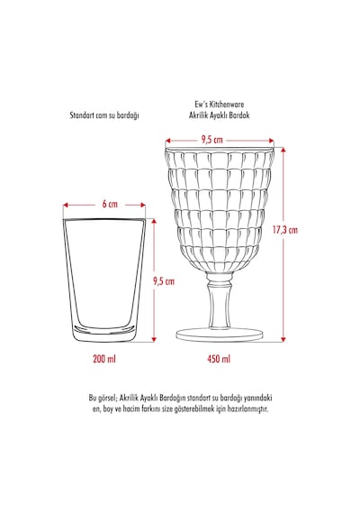 Allegra Şeffaf Kadeh Bardak - 450 Ml Tekli Akrilik Malzeme - Cam Değildir Kırılmaya Dayanıklı