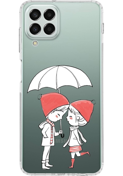 Samsung Galaxy M33 Uyumlu Kamera Korumalı Kapak Aşk Tasarımlı Şeffaf Kılıf Şeffaf