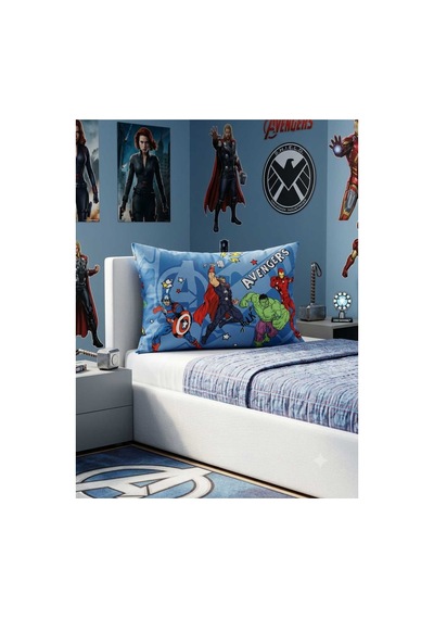 Marvel Pamuk Yastık Kılıfı - Desen 3 Lacivert
