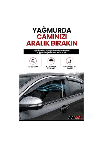 Fiat Doblo 2023+ Uyumlu Araca Özel Chrome Style Akrilik Cam Rüzgarlığı Koyu Duman 4 Parça
