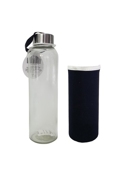 Siyah Kılıflı Cam Matara 500 Ml Hk2670 Siyah Cam Diğer