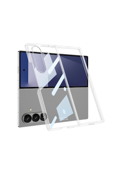 Samsung Uyumlu Galaxy Z Fold 7 Kılıf Zore Full Camlı Kıpta Kapak Şeffaf