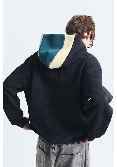 Vamos Boxy Fit Kapüşonlu Sweatshirt Siyah