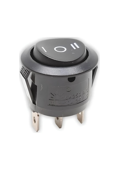 Mini Yuvarlak Anahtar 12v 1-0-2 Siyah Rocker Switch