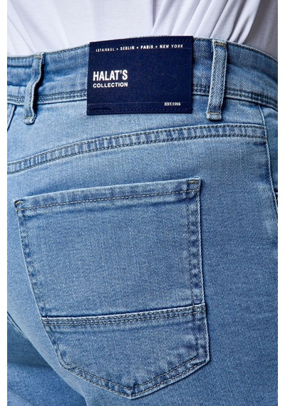 HLT Jeans Erkek Ricardo Buz Mavi Taşlamalı Regular Fit Likralı Jean Kot Pantolon