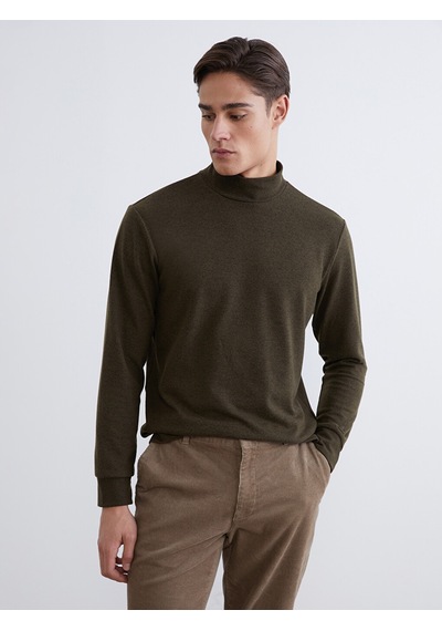 Lcwaıkıkı Classic Haki Dik Yaka Erkek Sweatshirt