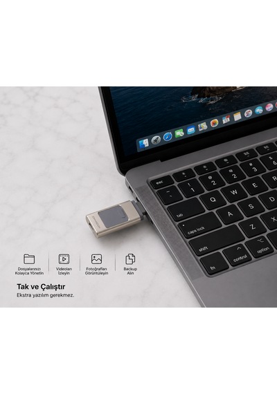 128gb Flash Bellek Iphone 5-14 Modeller Arası İos Uyumlu Bilgisayarla Uyumlu Lightning Usb Otg 128 GB