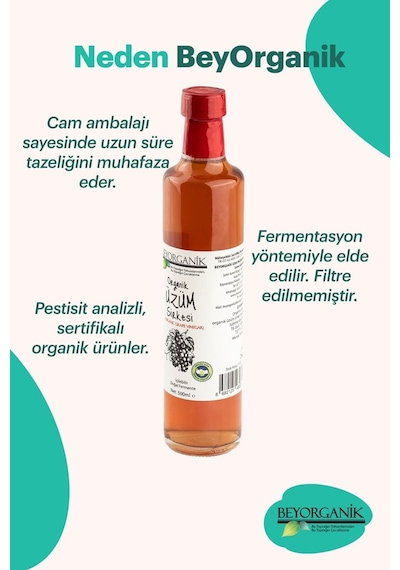 Beyorganik Organik Üzüm Sirkesi 500 ML