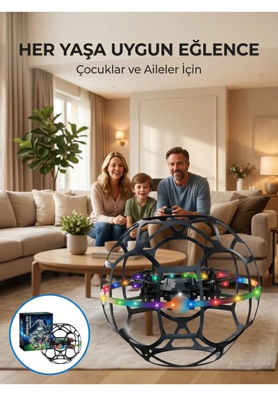 El Sensörlü Uçan Top Drone Çocuklar İçin Led Işıklı Eğlence Oyuncağı Renkli