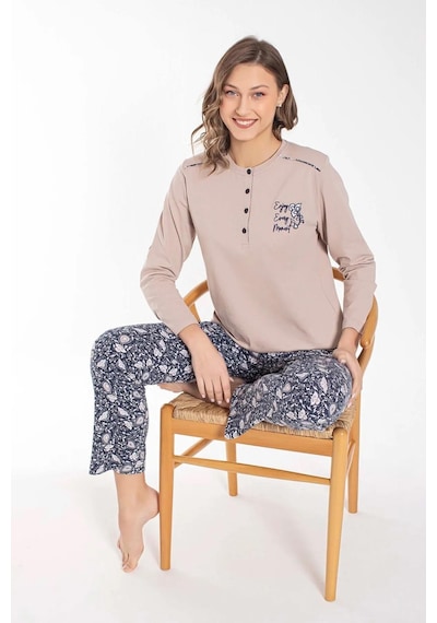 Senfoni Kadın Düğme Yaka Uzun Kol Pamuklu Pijama Takımı 6021 -1 Adet 001 Senfoni Kadın Düğme Yaka Uzun Kol Pamuklu Pijama Takımı 6021 -1 Adet 001