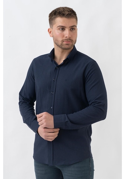 White Stone Malta G2303 Keten Regular Fit Pamuklu Gömlek K.Laci - S Lacivert