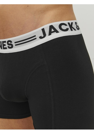 Jack & Jones Erkek Logolu Düz 3'lü Boxer Paketi - Sense Black Siyah