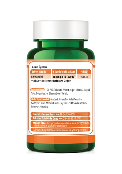 Yurdavit E Vitamini 400 IU 100 Softgel