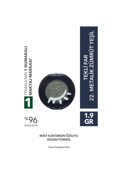 Yves Rocher Tekli Far-22.metalik Zümrüt Yeşil-2g- Vegan 22 Metalik Zümrüt Yeşil