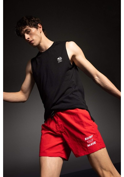 DeFactoFit Baskılı Kısa Boy Sporcu Deniz Şortu B5995AX24HSRD286 Kırmızı