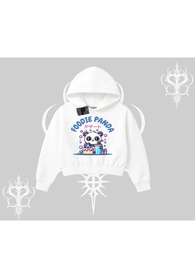 Startmore Kapşonlu Crop Sweatshirt Foodie Panda Tatlı Ve Sevimli Panda Baskılı Beyaz Startmore Kapşonlu Crop Sweatshirt Foodie Panda Tatlı Ve Sevimli Panda Baskılı Beyaz