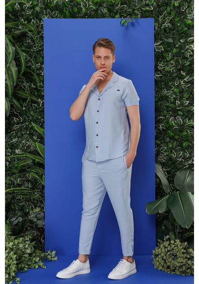 Efor G 1549 Slim Fit Mavi Klasik Gömlek Mavi