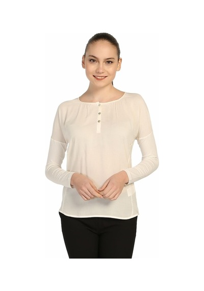 Bulalgiy  Bga113467 Kadın Uzun Kollu T-Shirt Ekru