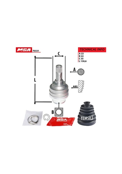 MGA 70331 AKS KAFASI İÇ ASTRA F G VECTRA B CORSA B 96-02 1.4i 1.6