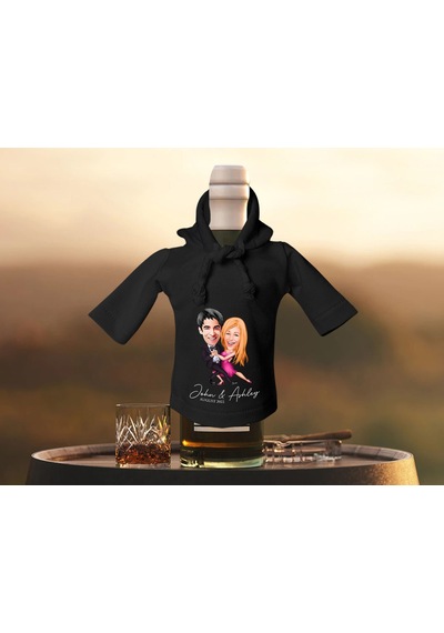 Bk Gift Kişiye Özel Sevgililer Karikatürlü Mini Siyah İçki Şişesi Tişörtü , Ev Bar Dekoru, Viski, Şarap, Votka, Rakı Şişesi Tişörtü, Ev Barı-19