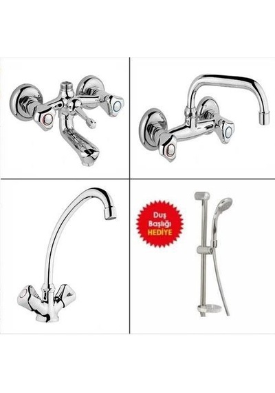 Banyo Mutfak Evye Lavabo Bataryası + Duş Seti