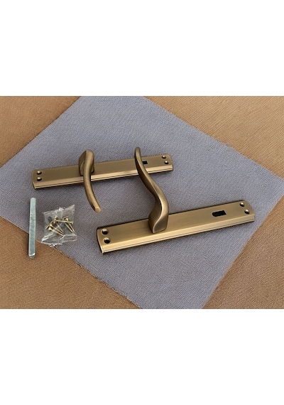 Trim Mat Antik Sarı Aynalı Oda Kapı Kolu 1 Takım Şık Ve Dayanıklı
