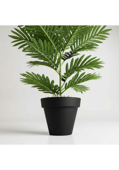 100 Cm Yapay Areca Palmiyesi Premium Dekoratif İç Mekan Bitkisi Siyah Plastik Saksı Yeşil