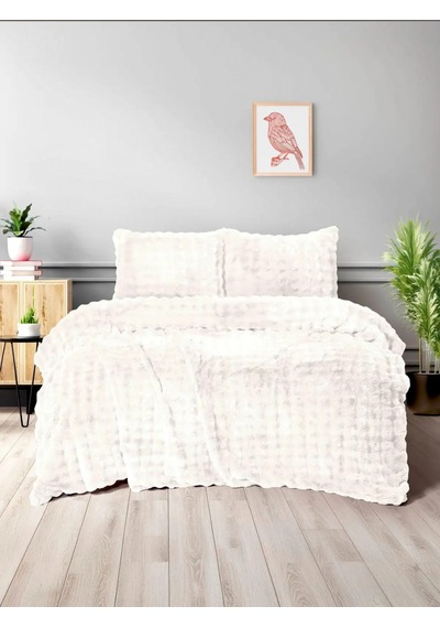 Merinos Diamond Kürk Comforterset Çift Kiş Yorganseti-bubble Krem Krem