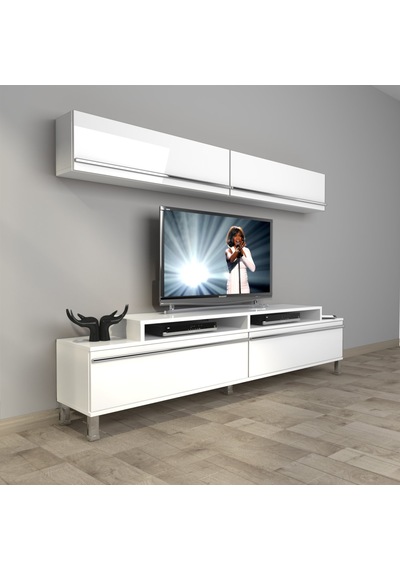 Decoraktiv Ekoflex 5 Mdf Krom Ayaklı Tv Ünitesi Tv Sehpası Beyaz