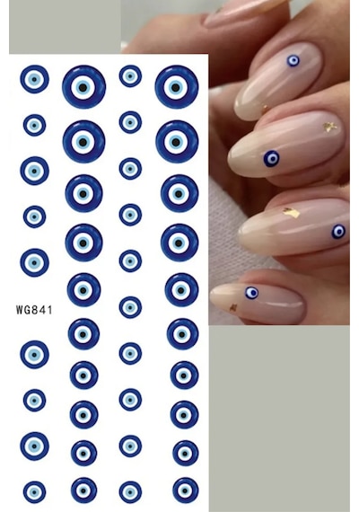 Misyul 5d Tırnak Sticker Yapışkanı Orta-büyük Nazar Boncuklu Mıs-3826