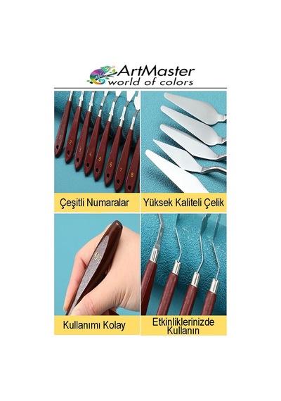 Çelik Boyama Spatülü 5 Li Spatül Resim Ve Heykel Çelik Spatula Esnek Çelik Palet Bıçağı Pasta Spatulası 1 Paket
