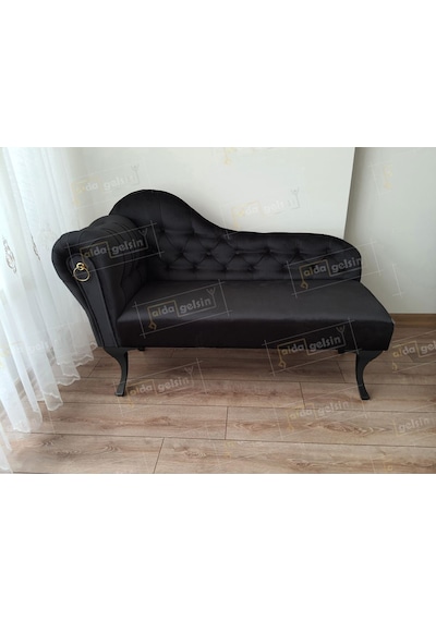 Dekoratif Bihter Koltuk Josefin Puf 120 Cm Siyah Ayak Siyah