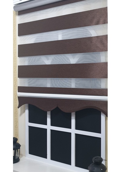 Zebra Stor Perde Kahverengi Etek Dilimli St 004 Kahverengi