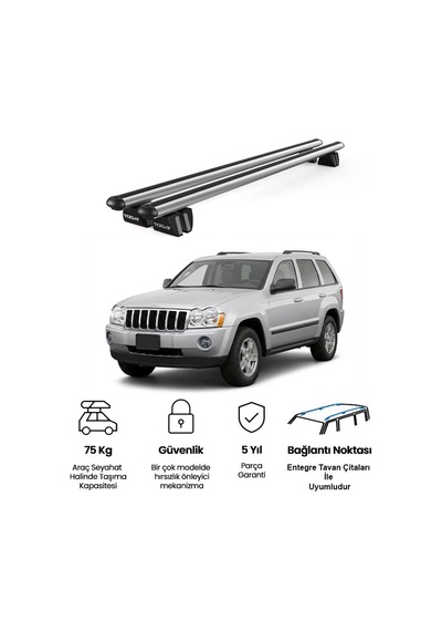Pençe Jeep Grand Cherokee Ara Atkı 2005-2010 Uyumlu Gri Ara Atkı Port Bagaj Tavan Barı