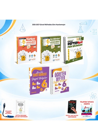 Çanta Yayınları 2026-2027 6. Sınıf Tüm Dersler 5 Kitap Türkçe-fen-sos Soru/fen-sos Defter Set