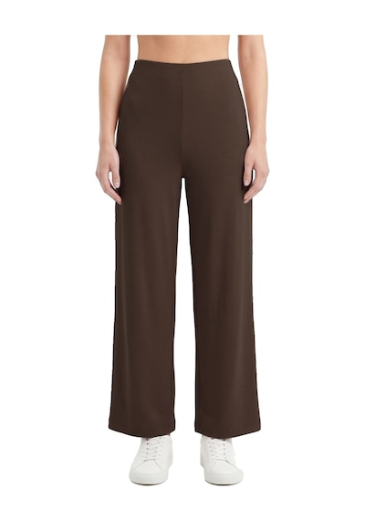 Cottonill Premium - Sway Collection Kahverengi Basic Yüksel Bel Modal Bol Paça Kadın Pantolon