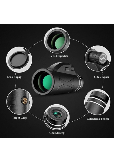 Techtic 80x Dürbün Ultra Zoom Tek Göz Monoküler Teleskop