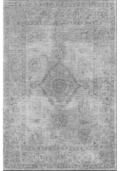 Modern Eskitme Gri Salon Halısı - Antrasit Vintage Desenli